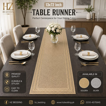 6 Feet Greek Fret Pattern PVC Goldena Stamping Table Runner | Stylish Dining Table Center Decoration & Easy-Clean Table Mat HZ BEDDING