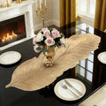 2/4/6/8 Set Decorative Leaf Gold Round Vinyl Metallic Leaf Table Mats With Runner HZ BEDDING