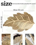 2/4/6/8 Set Decorative Leaf Gold Round Vinyl Metallic Leaf Table Mats With Runner HZ BEDDING