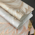 2/4/6/8 Set Feather Leaf Golden Rectangle Vinyl Table Mats & Runner HZ BEDDING