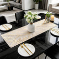 2/4/6/8 Set Feather Leaf Golden Rectangle Vinyl Table Mats & Runner HZ BEDDING