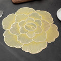 2/4/6/8 Set Foral Embossed Golden Vinyl Metallic Flower Table Mats HZ BEDDING