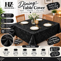 Dark Grey Table Cover - Center Table, 4 Seater, 6 Seater, 8 Seater & 10 Seater | Waterproof & Heat Proof Floral Table Cover | Custom Size Available | HZ Bedding HZ BEDDING