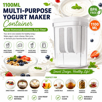 Greek Yogurt Strainer 1100ML Fine Mesh Filter with Lid Multi Functional Homemade Yogurt Maker Food HZ BEDDING