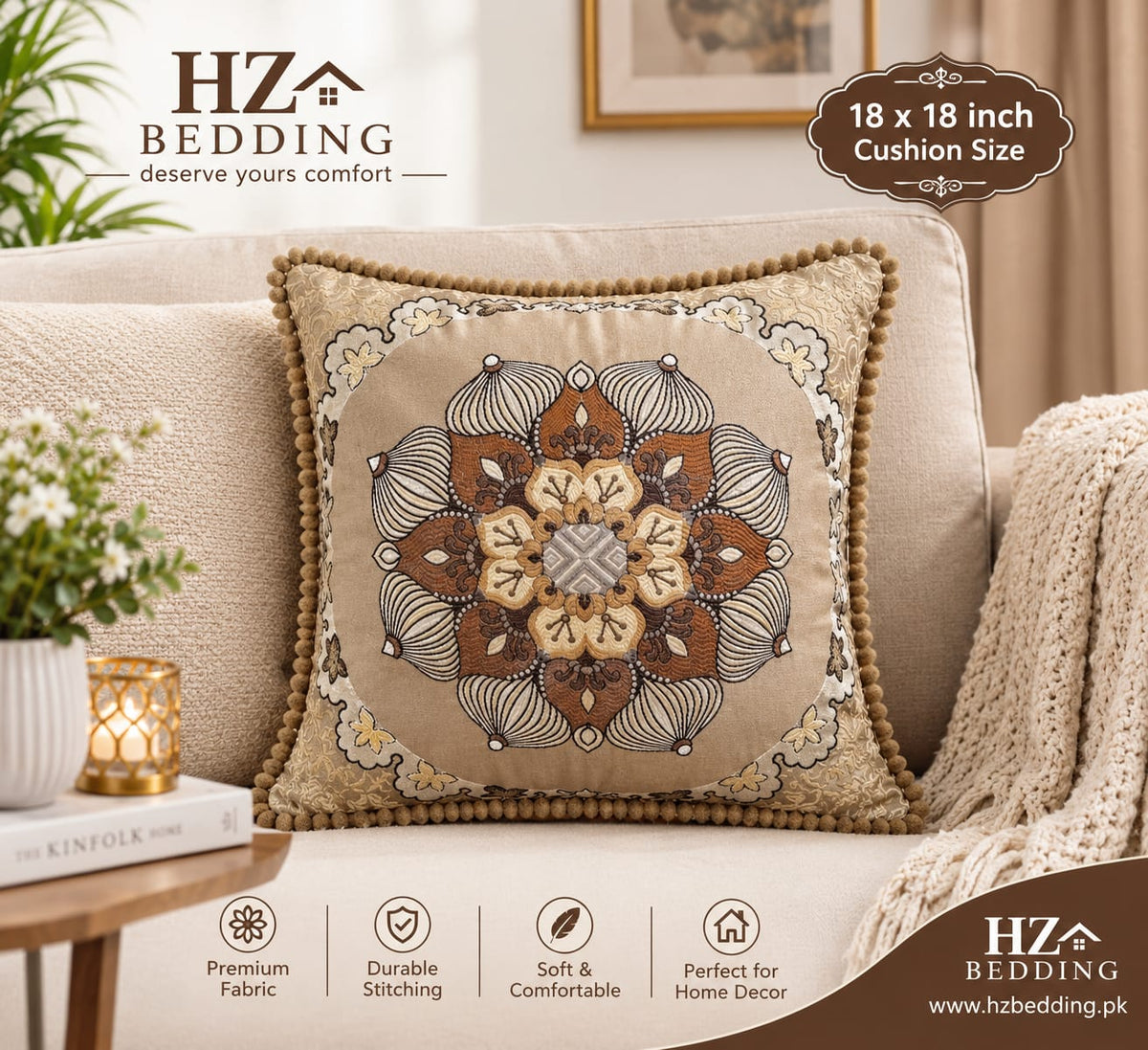 Throw Pillow Covers 18×18 in, Floral Retro Decorative Cushion Covers B HZ BEDDING