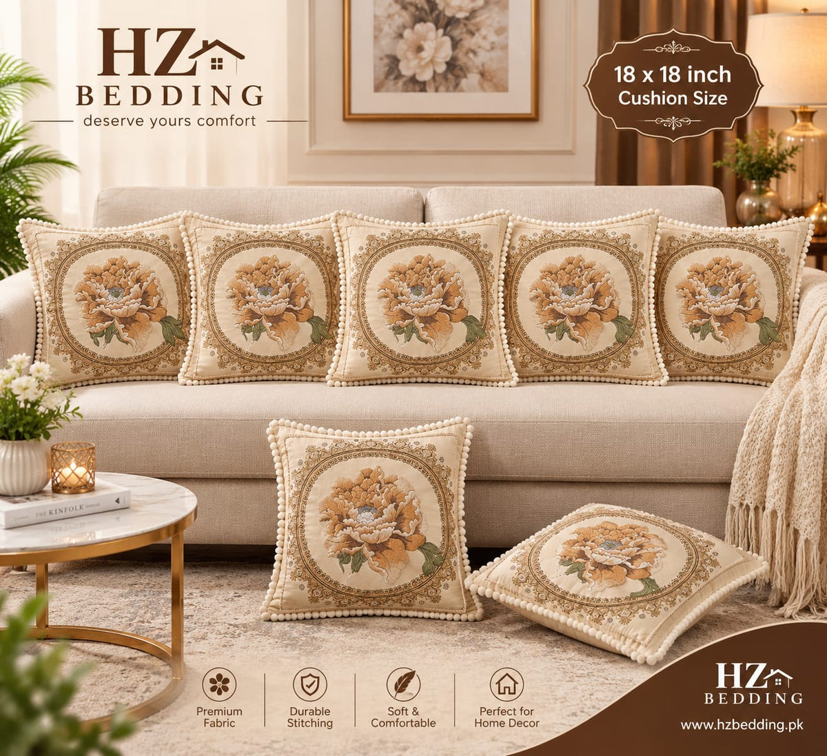 Throw Pillow Covers 18×18 in, Floral Retro Decorative Cushion Covers D HZ BEDDING