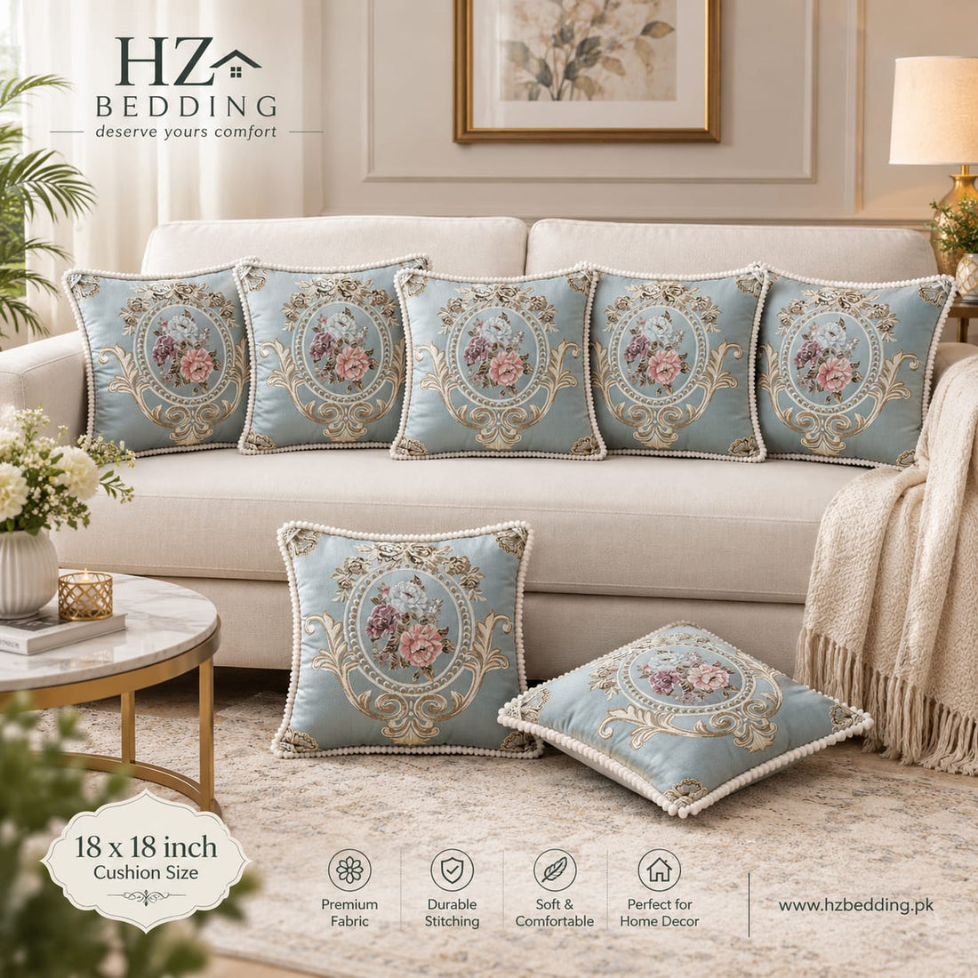 Throw Pillow Covers 18×18 in, Floral Retro Decorative Cushion Covers E HZ BEDDING