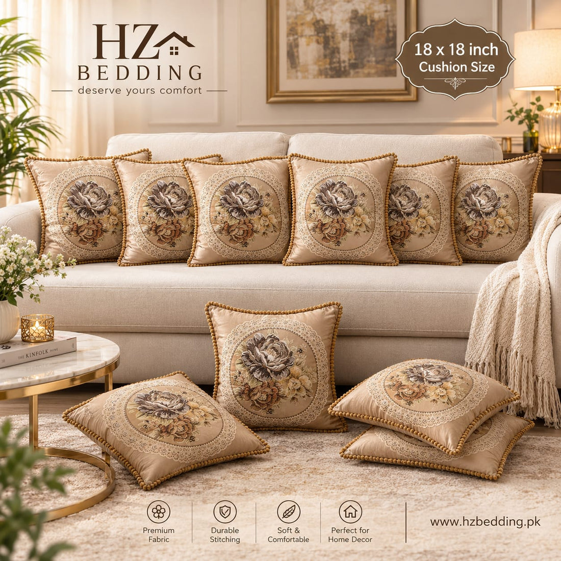 Throw Pillow Covers 18×18 in, Floral Retro Decorative Cushion Covers H HZ BEDDING