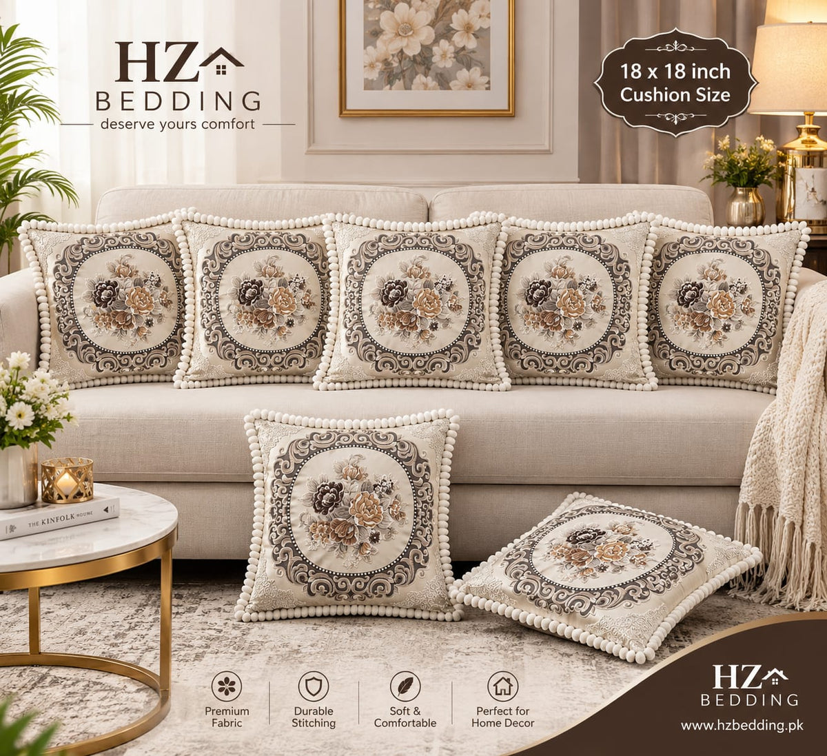 Throw Pillow Covers 18×18 in, Floral Retro Decorative Cushion Covers K HZ BEDDING