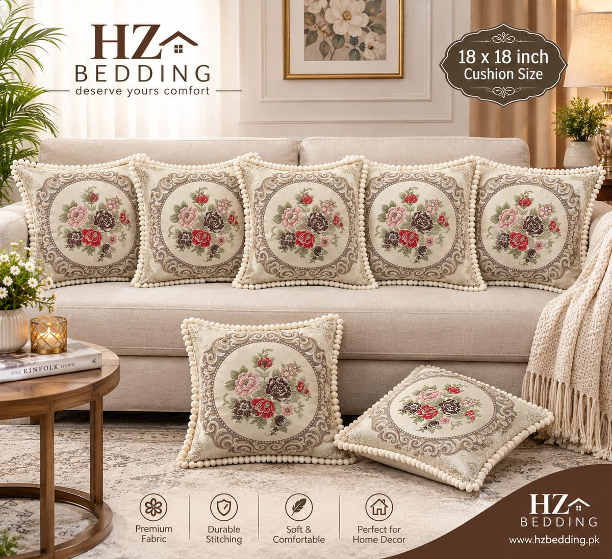 Throw Pillow Covers 18×18 in, Floral Retro Decorative Cushion Covers J HZ BEDDING
