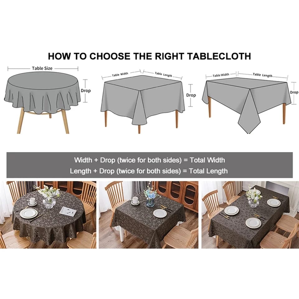 4 6 & 8 Seater DarBrown Tablecloth with beautiful Spill-Proof Table Cloth in Washable Oil Proof anti-scalding Pvc Vinyl Table Cover Decoration for Kitchen Dining 60X90