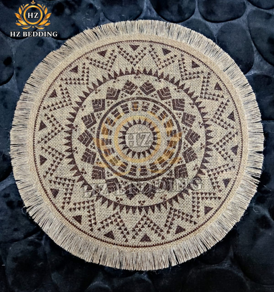 Round Placemat Table Non-Slip Jute Mats for Dining Table Decoration Accessories Kitchen Placemats Coffee Coasters Party Dinner 15x15 inh