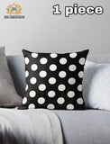 Polka Printed Throw Cushion Cover, Standard, Black White, for | Living Room | Bedroom | Hall | School | Lounge I Children Room I Drawing Room I Sofa