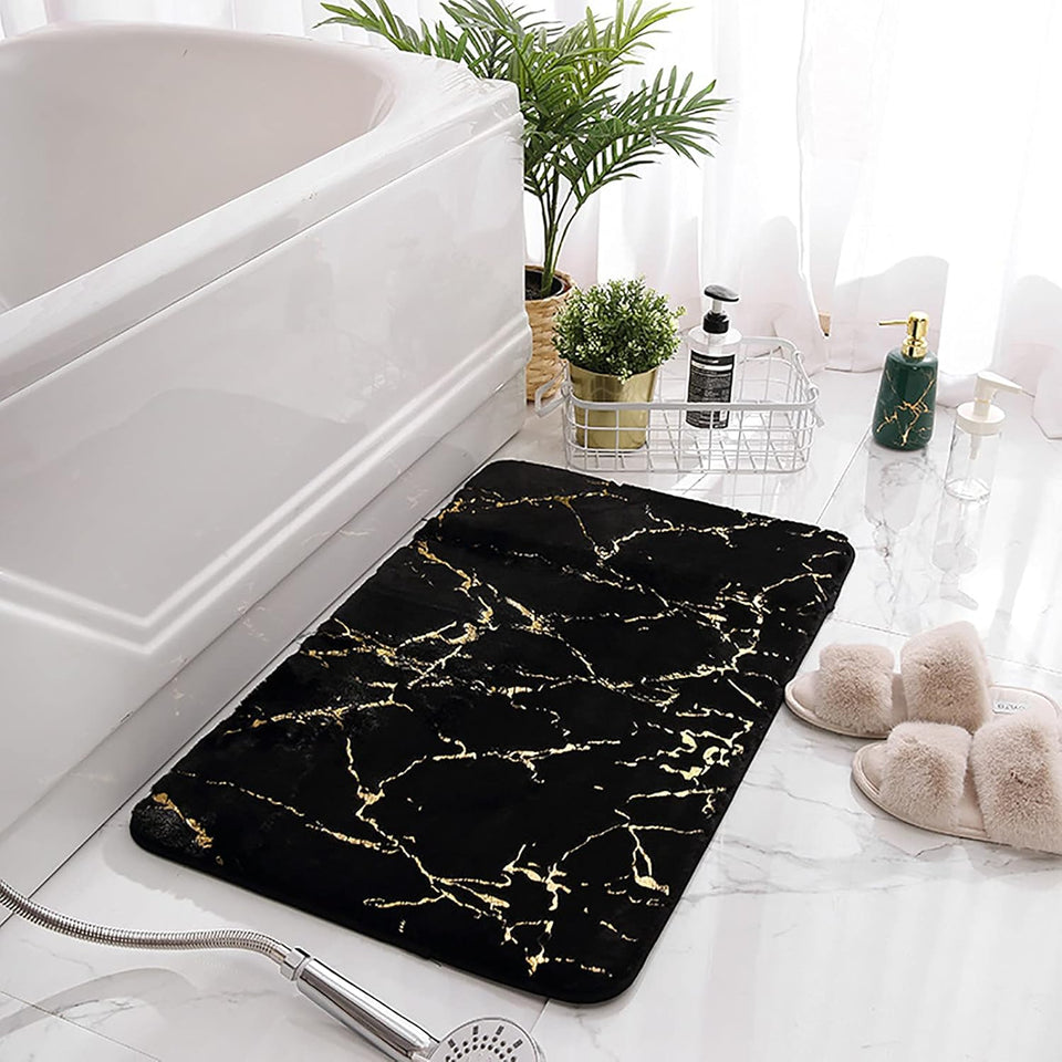 Memory Foam Bath Mat Marble Design Bathroom Rugs Super Water Absorbent Bath Mats for Bathroom Machine Washable Bath Rugs 40X60CM Marble Design