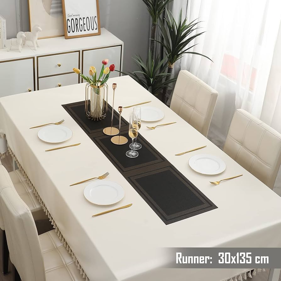Black Stripes Design Rectangular Table Runner 12x56inch HZ BEDDING