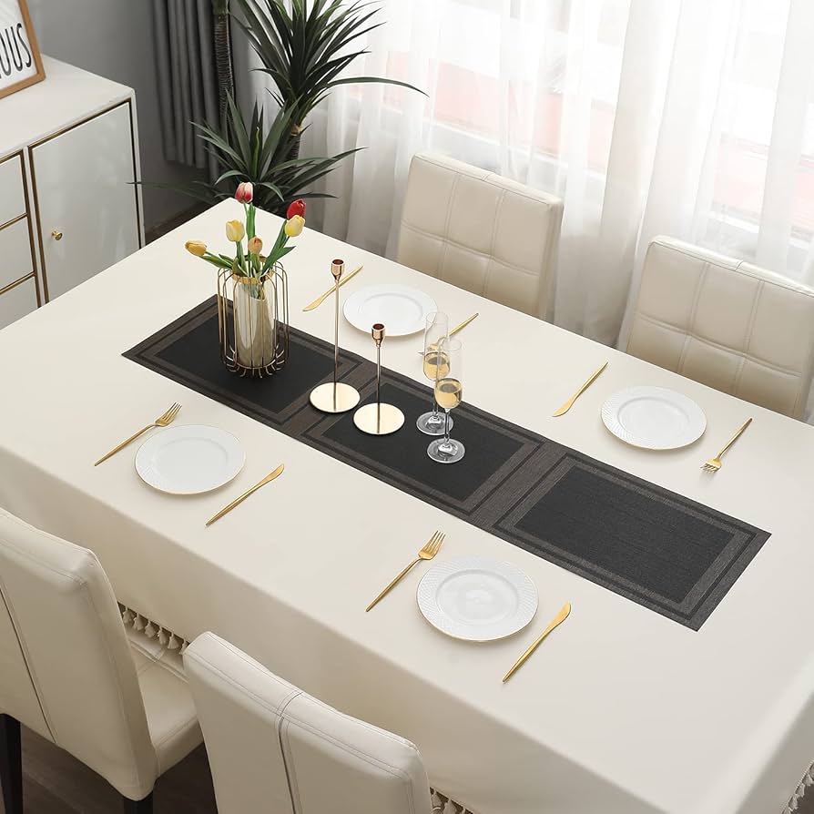 Black Stripes Design Rectangular Table Runner 12x56inch HZ BEDDING