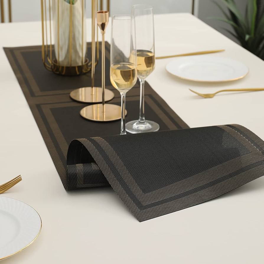 Black Stripes Design Rectangular Table Runner 12x56inch HZ BEDDING