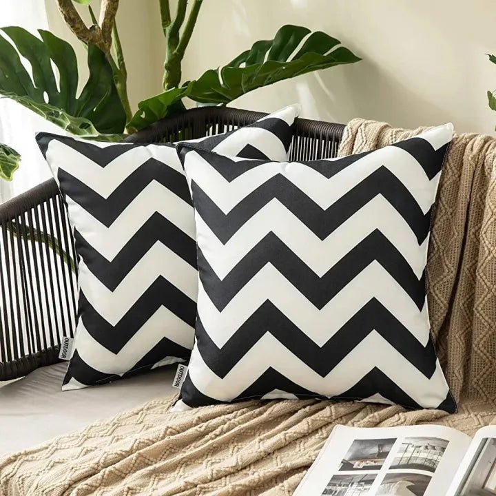 Black White Printed Cushion Cover – 16x16 HZ BEDDING