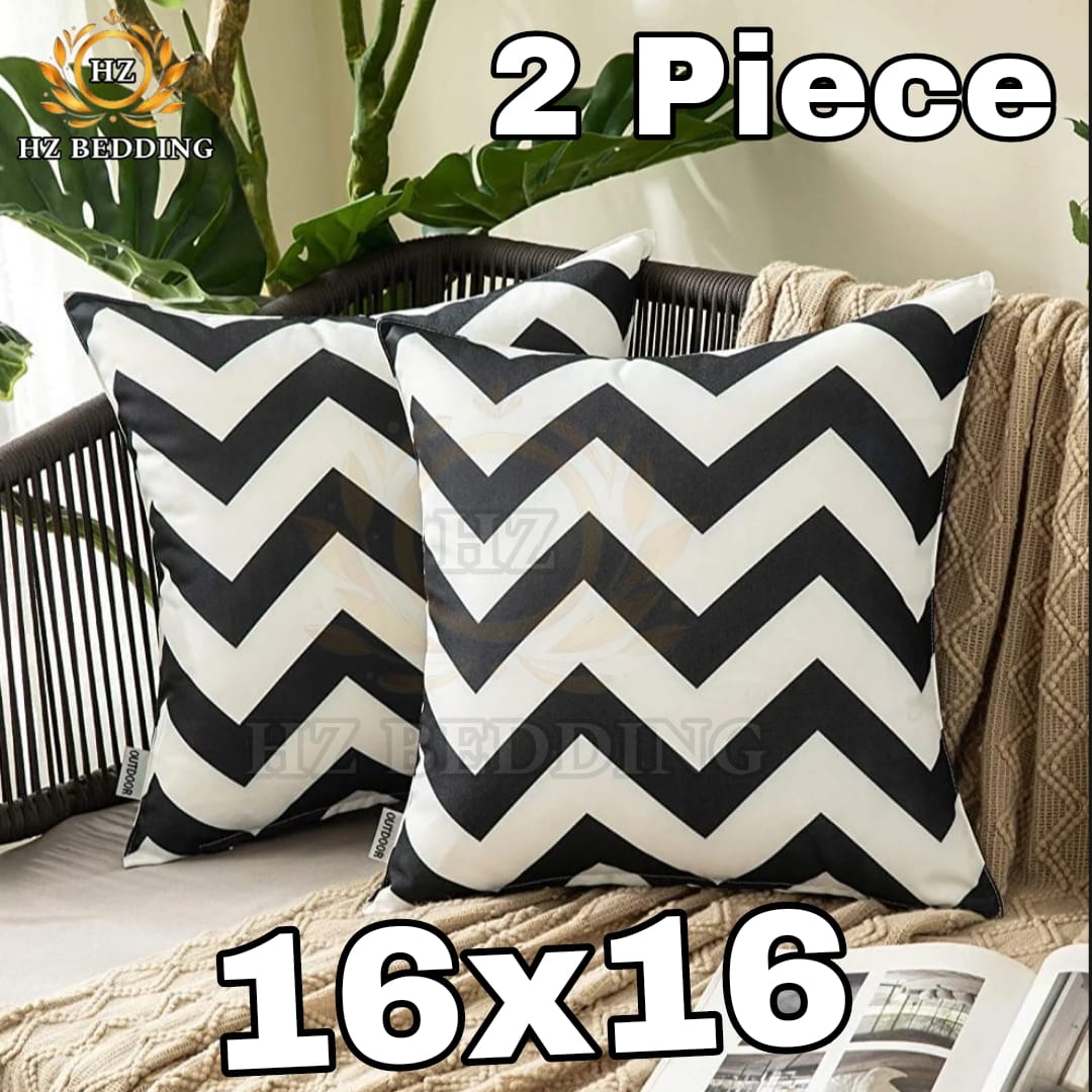 Black White Printed Cushion Cover – 16x16 HZ BEDDING