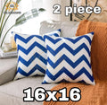 Blue White Printed Cushion Cover – 16x16 HZ BEDDING