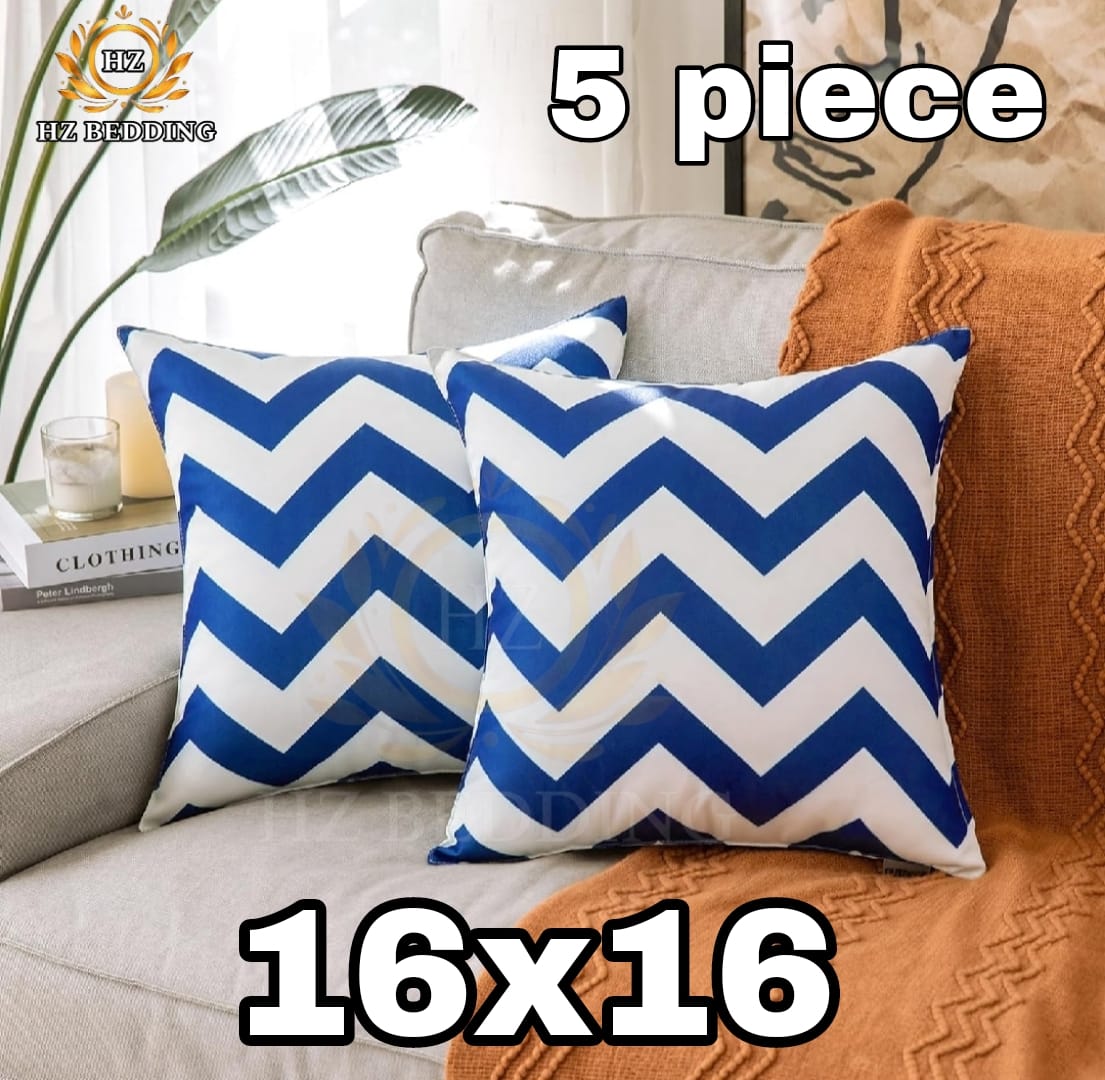 Blue White Printed Cushion Cover – 16x16 HZ BEDDING