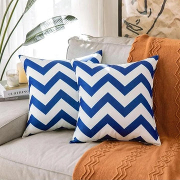Blue White Printed Cushion Cover – 16x16 HZ BEDDING