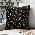 Bronzing Feather Leaf Cushion Cover 16x16 HZ BEDDING