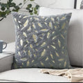 Bronzing Feather Leaf Cushion Cover 16x16 HZ BEDDING