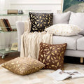 Bronzing Feather Leaf Cushion Cover 16x16 HZ BEDDING