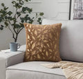 Bronzing Feather Leaf Cushion Cover 16x16 HZ BEDDING