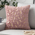 Bronzing Feather Leaf Cushion Cover 16x16 HZ BEDDING