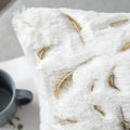 Bronzing Feather Leaf Cushion Cover 16x16 HZ BEDDING
