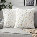Bronzing Feather Leaf Cushion Cover 16x16 HZ BEDDING