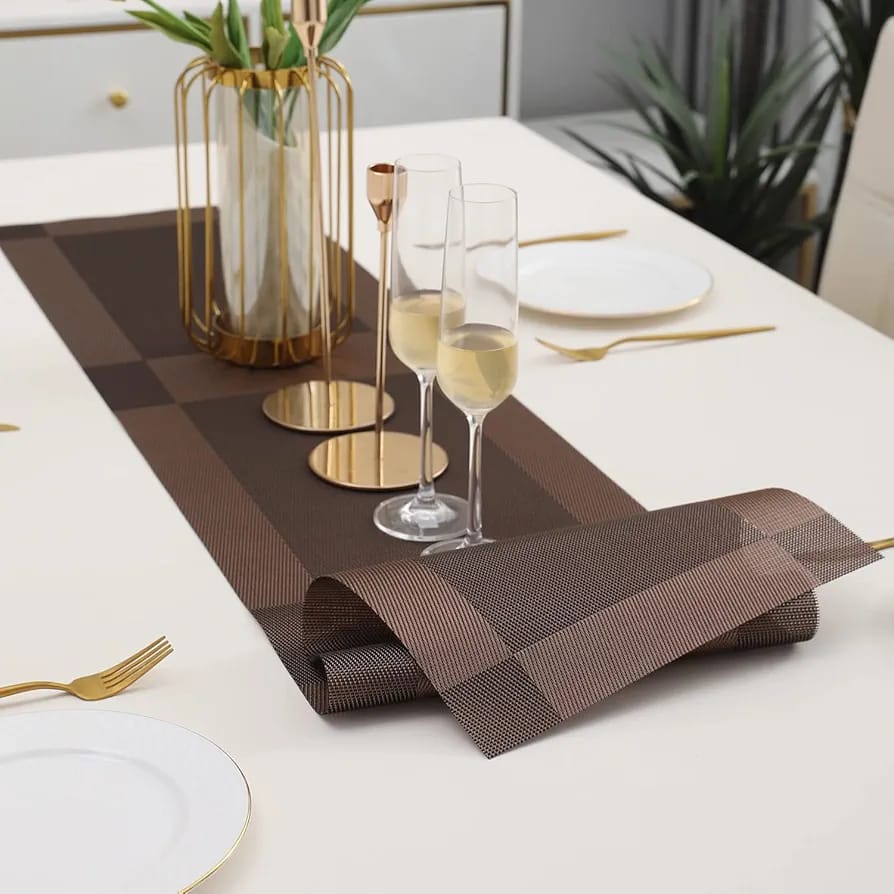 Brown Stripes Design Rectangular Table Runner 12x56inch HZ BEDDING