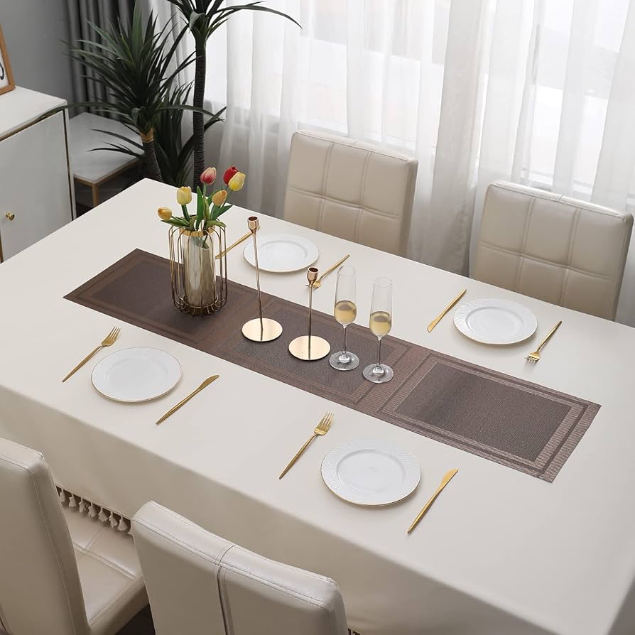 Brown Stripes Design Rectangular Table Runner 12x56inch HZ BEDDING