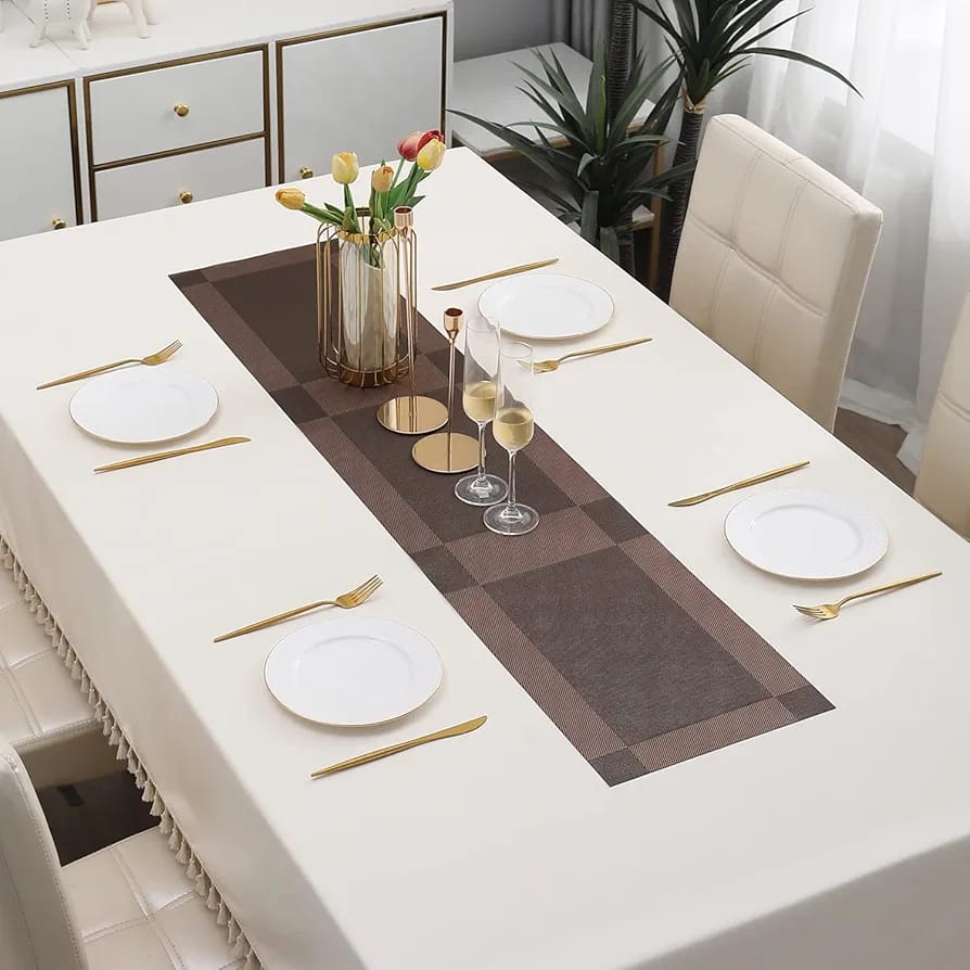 Brown Stripes Design Rectangular Table Runner 12x56inch HZ BEDDING