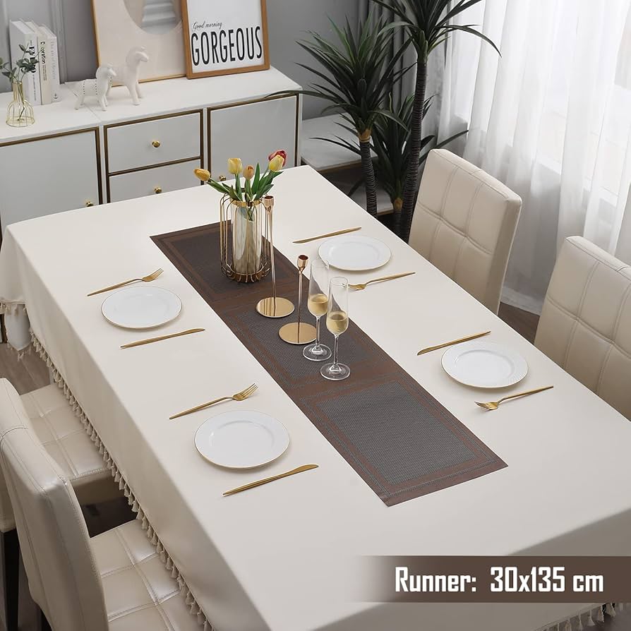 Brown Stripes Design Rectangular Table Runner 12x56inch HZ BEDDING