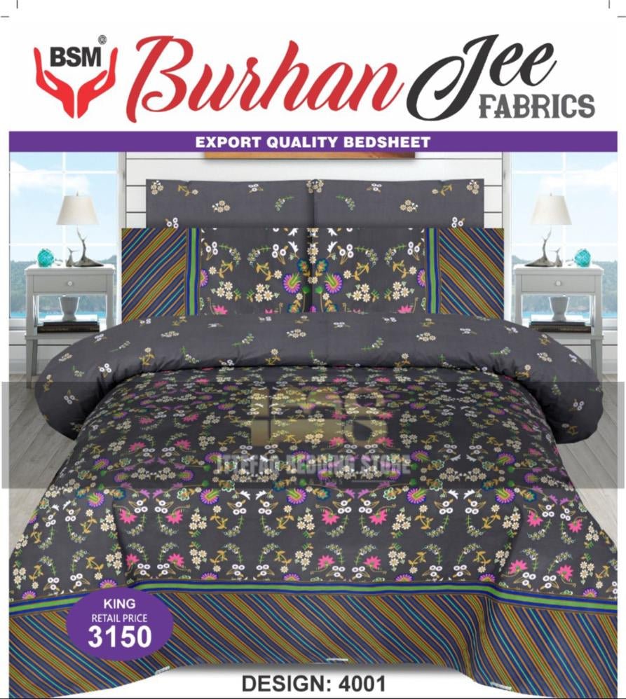 Burhan Jee Double Bedsheet 3-Piece Set HZ BEDDING