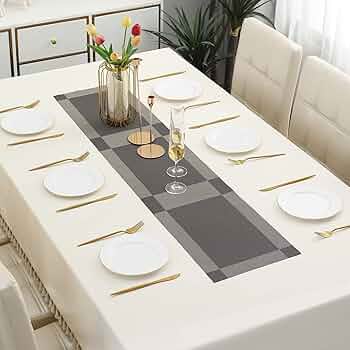 Dark Grey Stripes Design Rectangular Table Runner 12x56inch HZ BEDDING