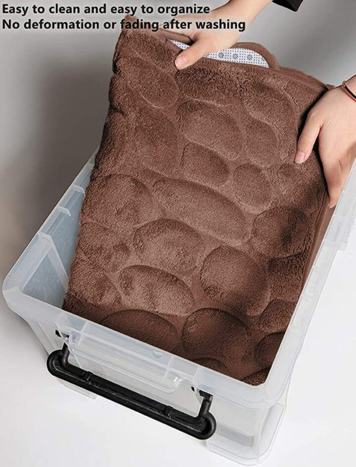 Memory Foam Bath Mat Cobblestone Bathroom Rugs Super Water Absorbent Bath Mats for Bathroom Machine Washable Bath Rugs 40X60CM
