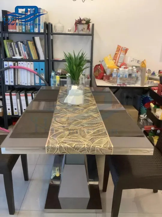 2Pcs / 4Pcs / 6 Pcs Rectangle Leaf Gold Floral Vinyl Placemats Non Slip Dining Table Placemats