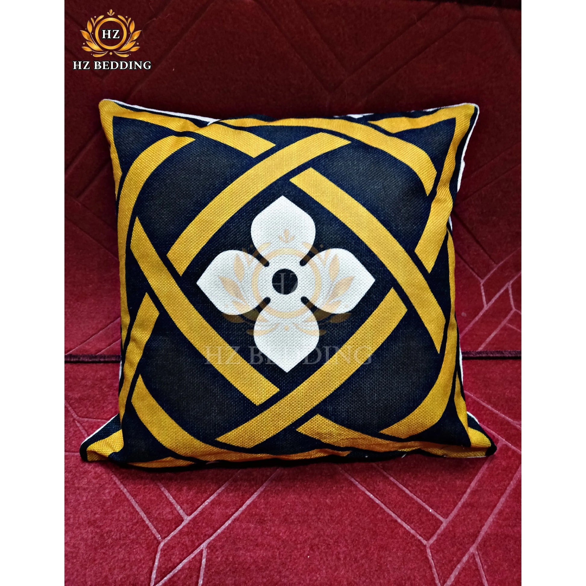 Geometric Yellow Cushion Cover 16x16 HZ BEDDING