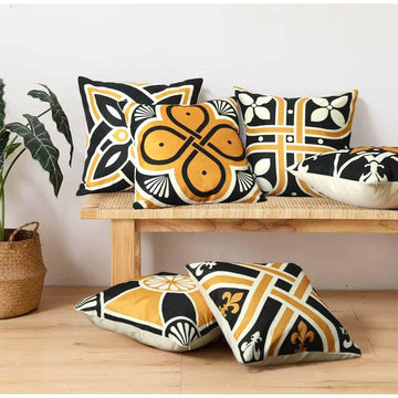 Geometric Yellow Cushion Cover 16x16 HZ BEDDING
