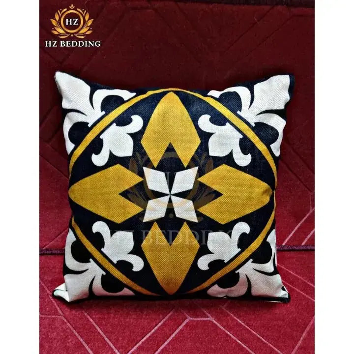 Geometric Yellow Cushion Cover 16x16 HZ BEDDING