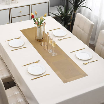 Golden Stripes Design Rectangular Table Runner 12x56inch HZ BEDDING
