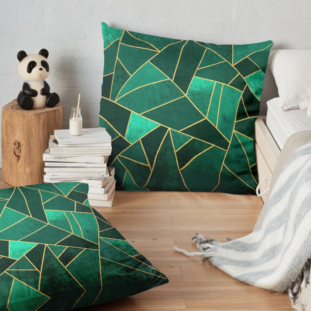 Green Diamond Printed Cushion Cover – 16x16 HZ BEDDING