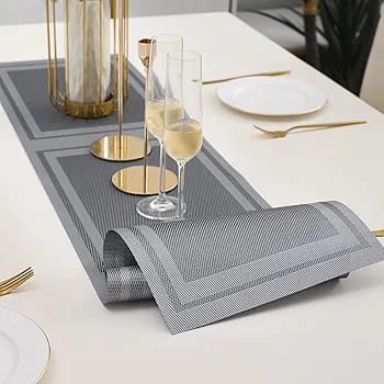 Grey Stripes Design Rectangular Table Runner 12x56inch HZ BEDDING