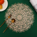 2/4/6/8 Set TIED RIBBONS Golden Vinyl Metallic Flower Table Mats HZ BEDDING