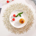 2/4/6/8 Set TIED RIBBONS Golden Vinyl Metallic Flower Table Mats HZ BEDDING