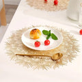 2/4/6/8 Set TIED RIBBONS Golden Vinyl Metallic Flower Table Mats HZ BEDDING